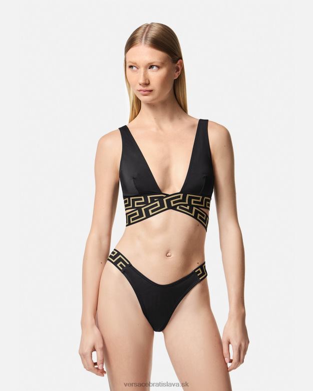 spodná bielizeň a plážové oblečenie X8X8P1157 Versace greca border bikini nohavičky čierna ženy