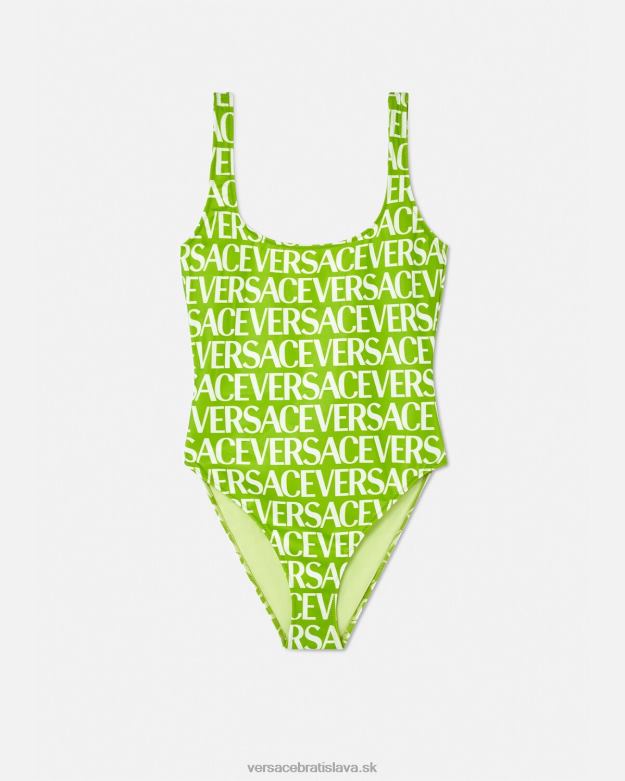 spodná bielizeň a plážové oblečenie X8X8P1171 Versace jednodielne plavky s logom zelená a potlač ženy