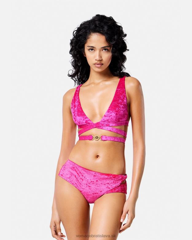 spodná bielizeň a plážové oblečenie X8X8P1173 Versace zamatový top do bikín medusa \'95 fuchsiová ženy