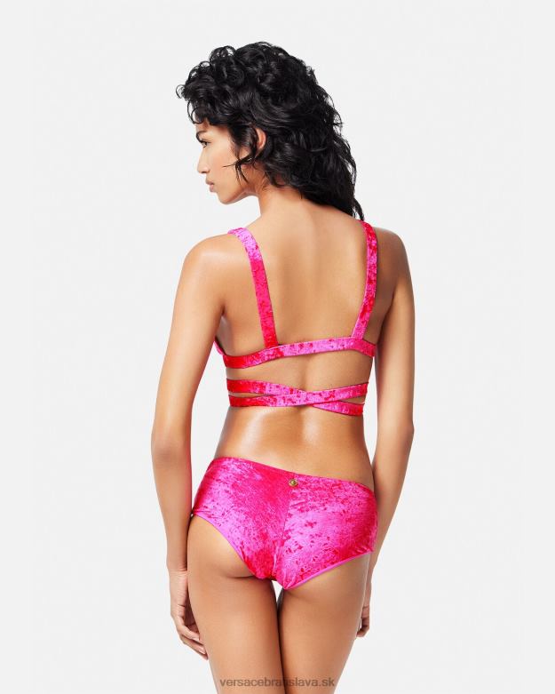 spodná bielizeň a plážové oblečenie X8X8P1173 Versace zamatový top do bikín medusa \'95 fuchsiová ženy
