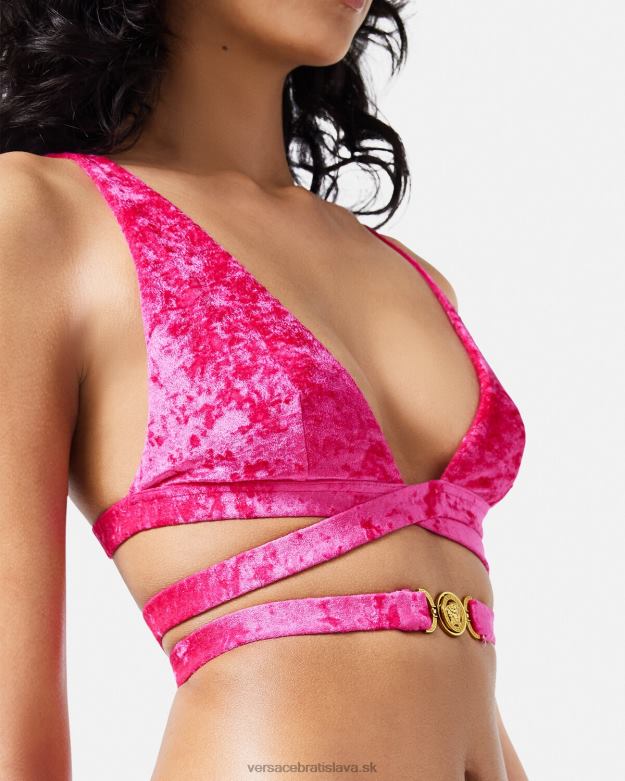 spodná bielizeň a plážové oblečenie X8X8P1173 Versace zamatový top do bikín medusa \'95 fuchsiová ženy