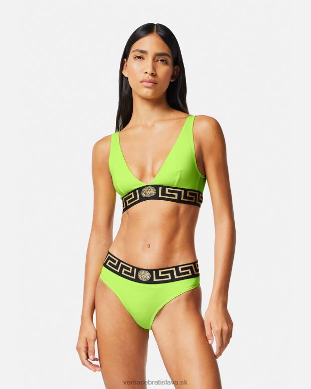 spodná bielizeň a plážové oblečenie X8X8P1176 Versace greca border bikini slipy vápno ženy