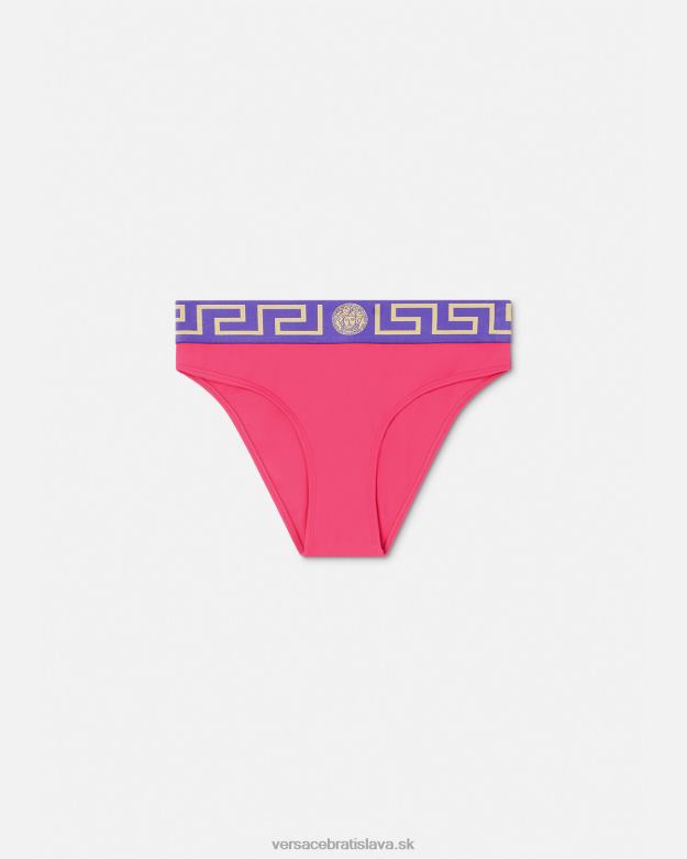 spodná bielizeň a plážové oblečenie X8X8P1177 Versace greca border bikini slipy ružová a fialová ženy