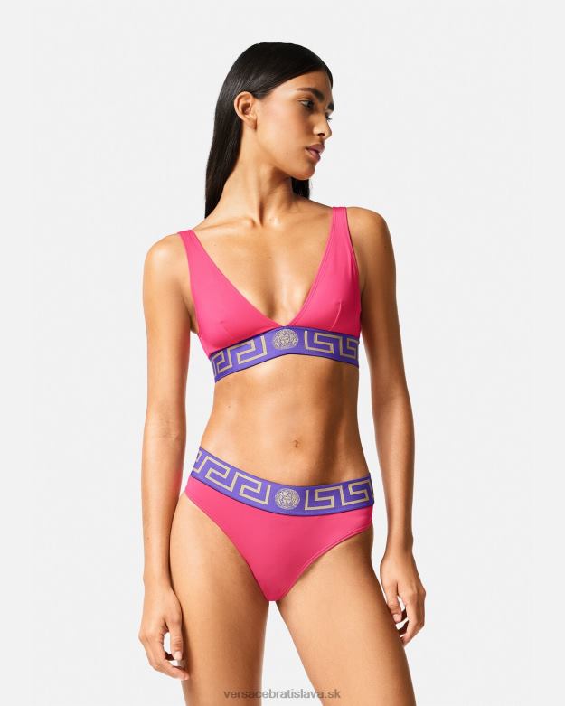 spodná bielizeň a plážové oblečenie X8X8P1177 Versace greca border bikini slipy ružová a fialová ženy
