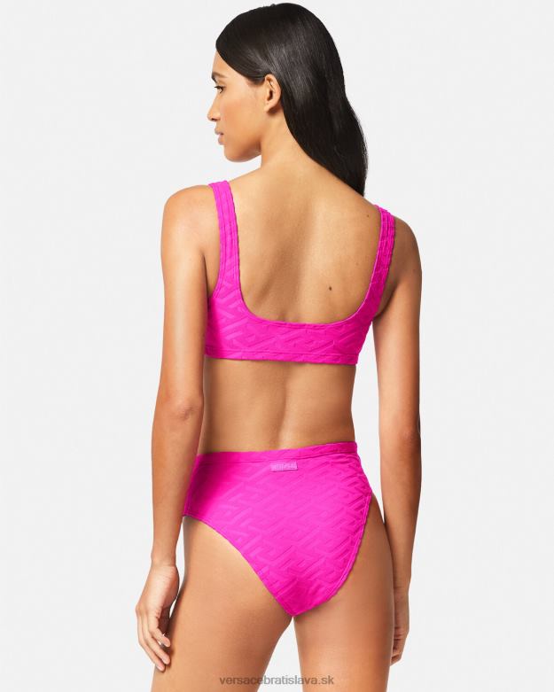 spodná bielizeň a plážové oblečenie X8X8P1183 Versace la greca bikinové nohavičky s vysokým pásom fuchsiová ženy