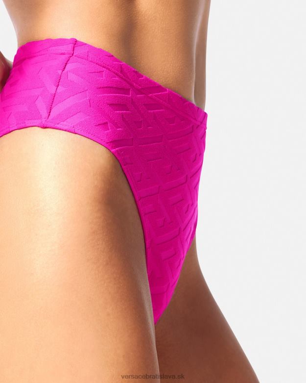 spodná bielizeň a plážové oblečenie X8X8P1183 Versace la greca bikinové nohavičky s vysokým pásom fuchsiová ženy