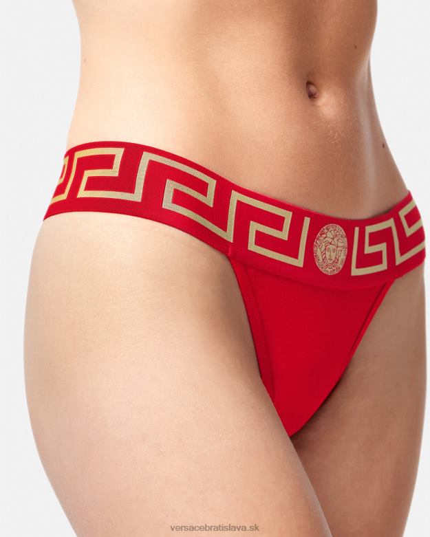 spodná bielizeň a plážové oblečenie X8X8P1050 Versace greca border tangá červená ženy