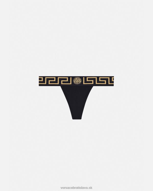 spodná bielizeň a plážové oblečenie X8X8P1051 Versace greca border tangá čierna ženy