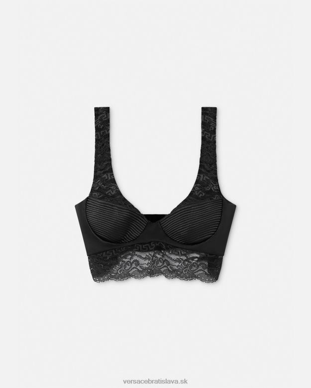spodná bielizeň a plážové oblečenie X8X8P1065 Versace čipkovaný bralette top čierna ženy