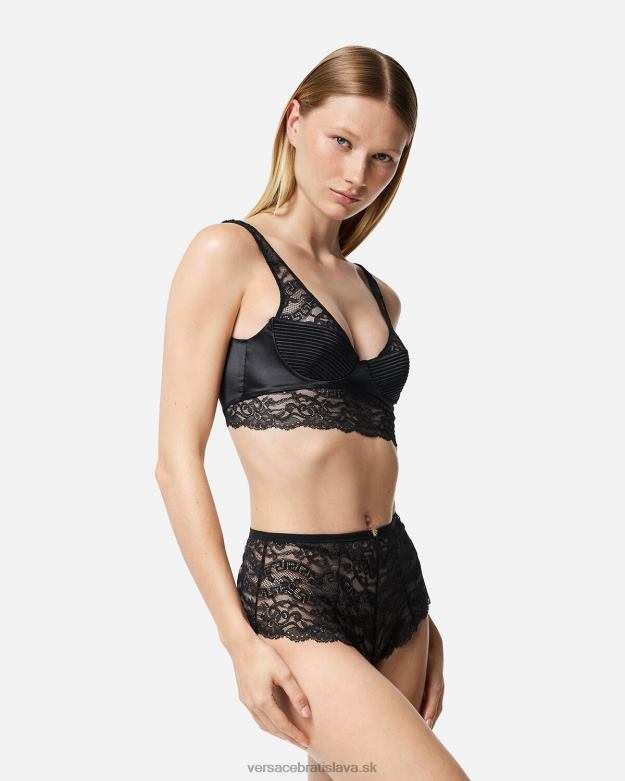 spodná bielizeň a plážové oblečenie X8X8P1065 Versace čipkovaný bralette top čierna ženy