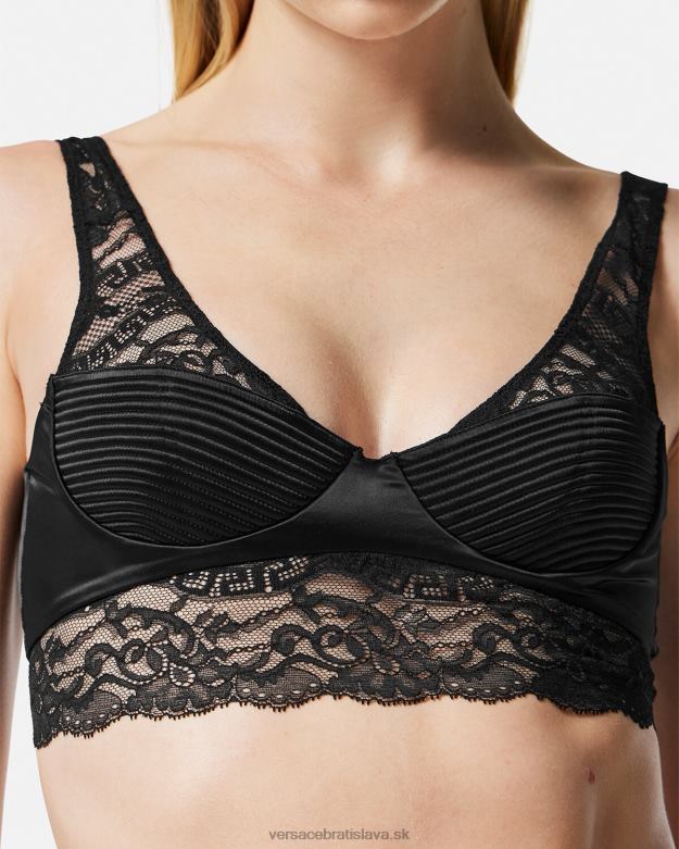 spodná bielizeň a plážové oblečenie X8X8P1065 Versace čipkovaný bralette top čierna ženy