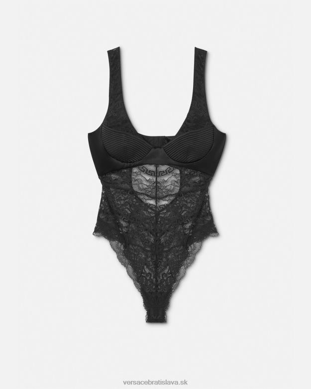spodná bielizeň a plážové oblečenie X8X8P1068 Versace čipkované body čierna ženy
