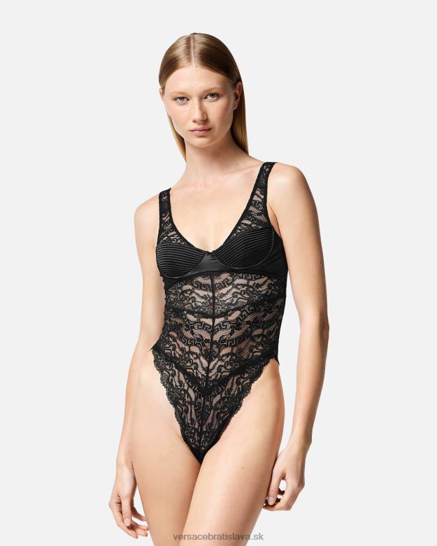 spodná bielizeň a plážové oblečenie X8X8P1068 Versace čipkované body čierna ženy