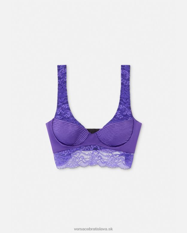 spodná bielizeň a plážové oblečenie X8X8P1076 Versace čipkovaný bralette top fialový ženy