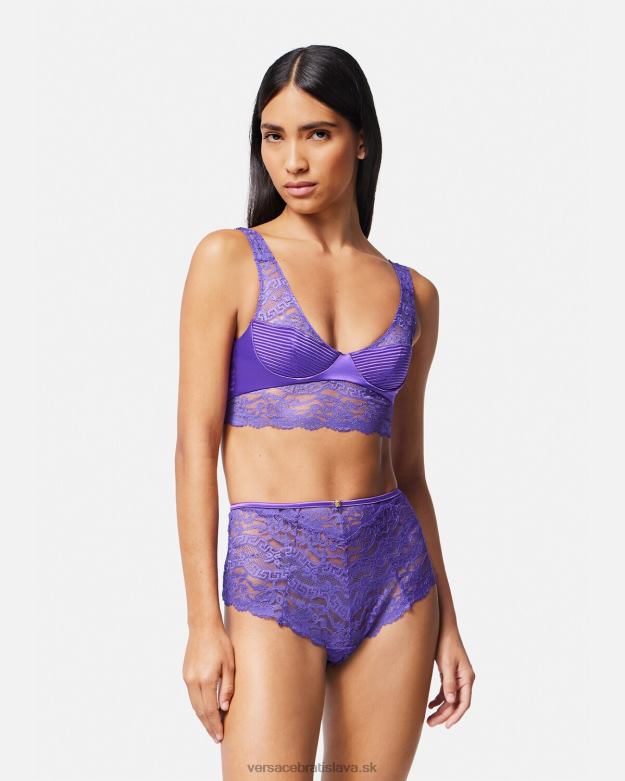 spodná bielizeň a plážové oblečenie X8X8P1076 Versace čipkovaný bralette top fialový ženy