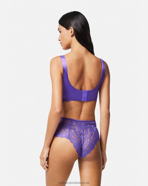 spodná bielizeň a plážové oblečenie X8X8P1076 Versace čipkovaný bralette top fialový ženy