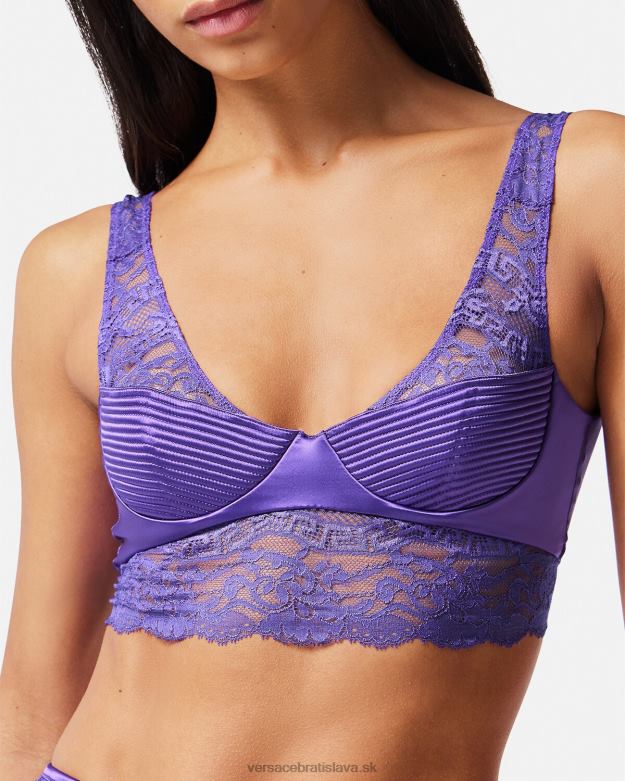 spodná bielizeň a plážové oblečenie X8X8P1076 Versace čipkovaný bralette top fialový ženy