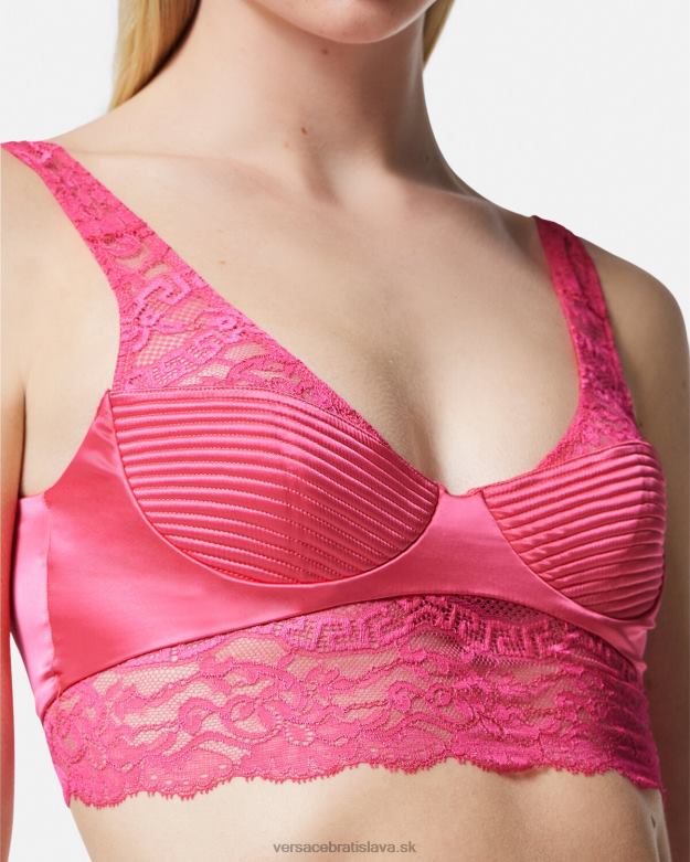 spodná bielizeň a plážové oblečenie X8X8P1077 Versace čipkovaný bralette top Ružová ženy
