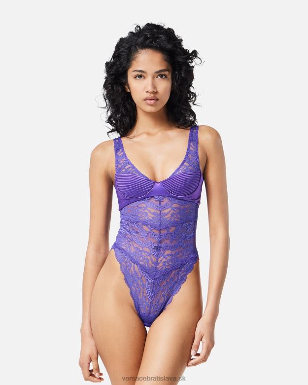 spodná bielizeň a plážové oblečenie X8X8P1078 Versace čipkované body fialový ženy