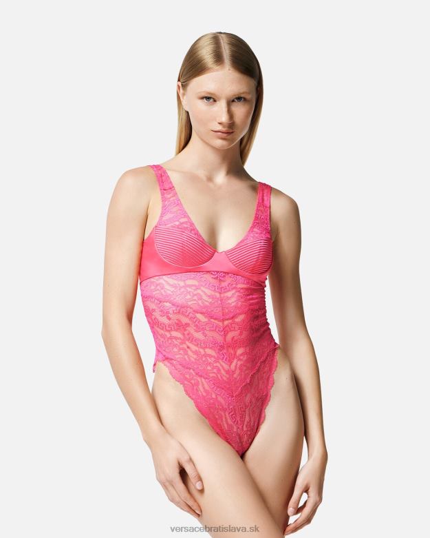 spodná bielizeň a plážové oblečenie X8X8P1079 Versace čipkované body Ružová ženy
