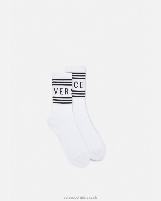 spodná bielizeň a plážové oblečenie X8X8P1100 Versace vintage ponožky s logom biely ženy