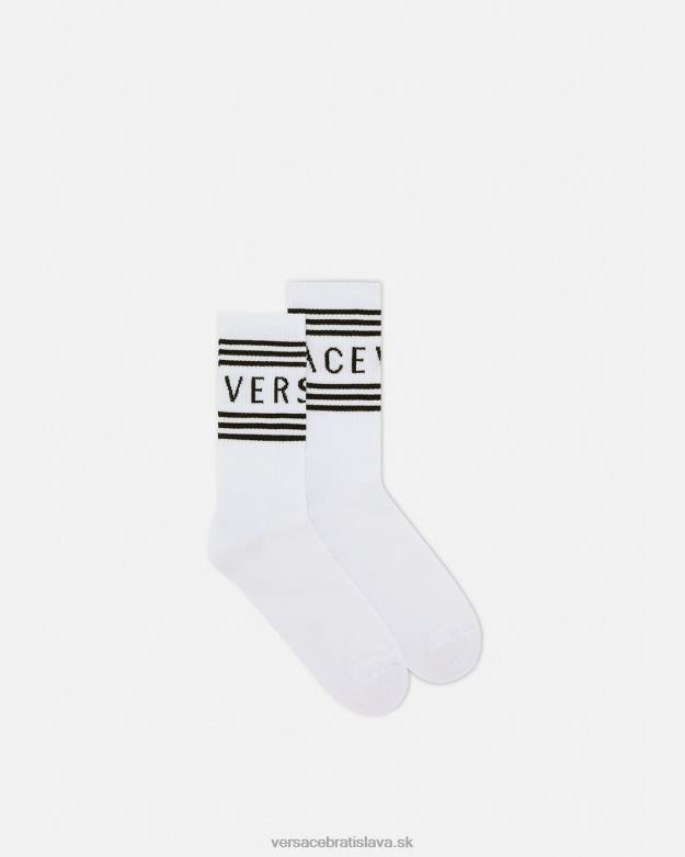 spodná bielizeň a plážové oblečenie X8X8P1101 Versace Vintage ponožky s logom 90. rokov biely ženy