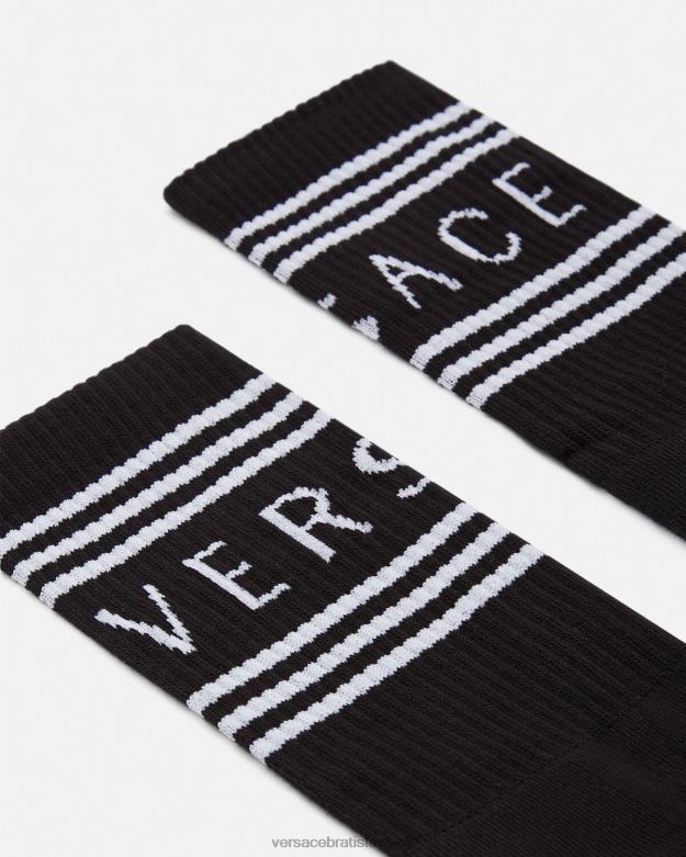 spodná bielizeň a plážové oblečenie X8X8P1102 Versace Vintage ponožky s logom 90. rokov čierna ženy