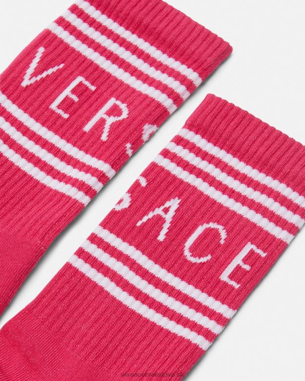 spodná bielizeň a plážové oblečenie X8X8P1106 Versace Vintage ponožky s logom 90. rokov fuchsiová ženy
