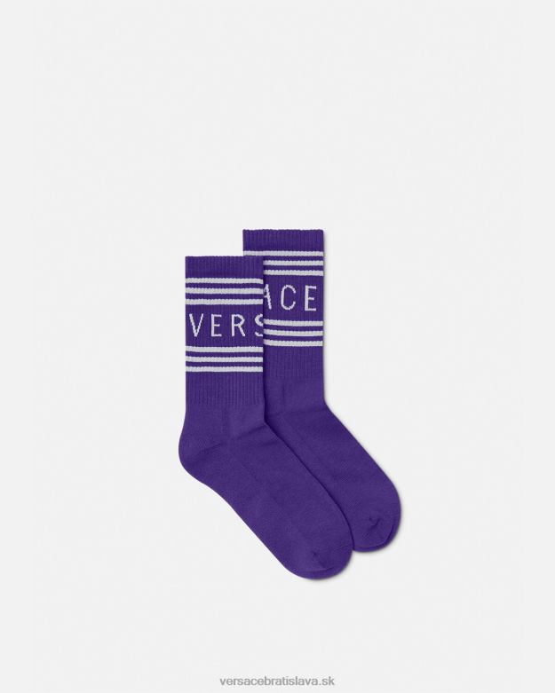 spodná bielizeň a plážové oblečenie X8X8P1108 Versace Vintage ponožky s logom 90. rokov fialový ženy