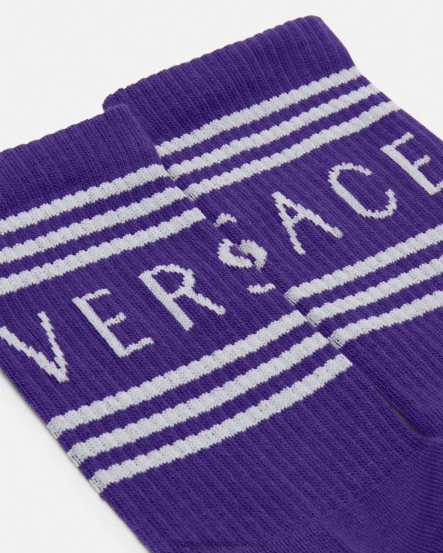 spodná bielizeň a plážové oblečenie X8X8P1108 Versace Vintage ponožky s logom 90. rokov fialový ženy