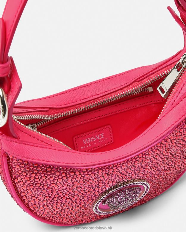 tašky X8X8P291 Versace Crystal repeat mini taška pre hobo fuchsiová ženy
