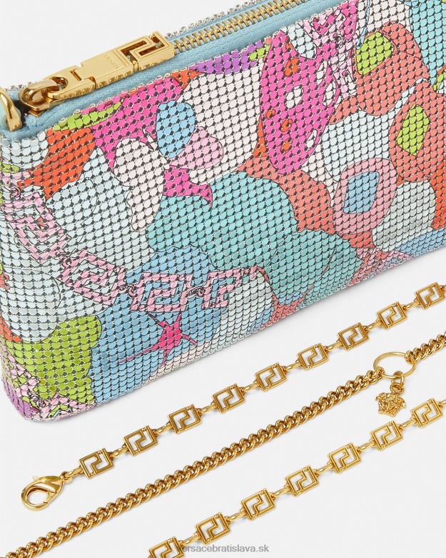 tašky X8X8P380 Versace kvetinová letná kovová sieťovaná spojka vytlačiť ženy