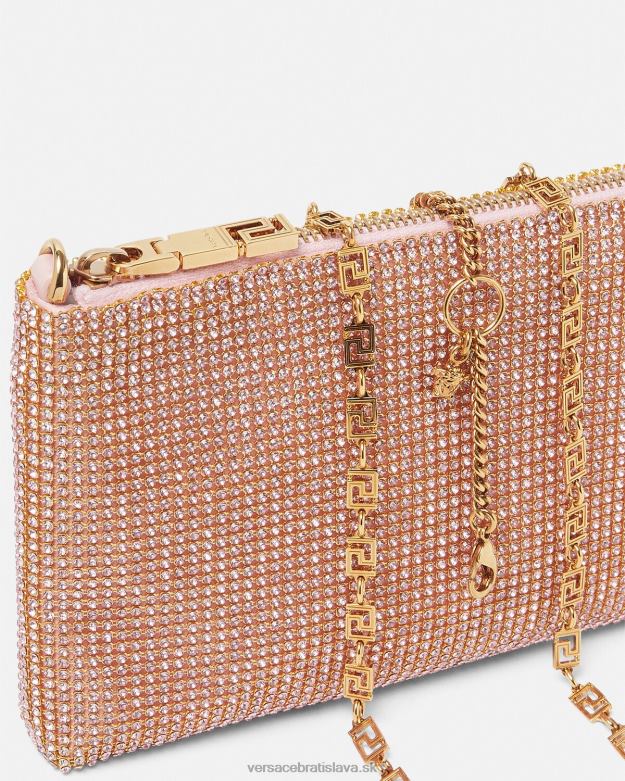 tašky X8X8P381 Versace spojka z kryštálového kovového pletiva Ružová ženy