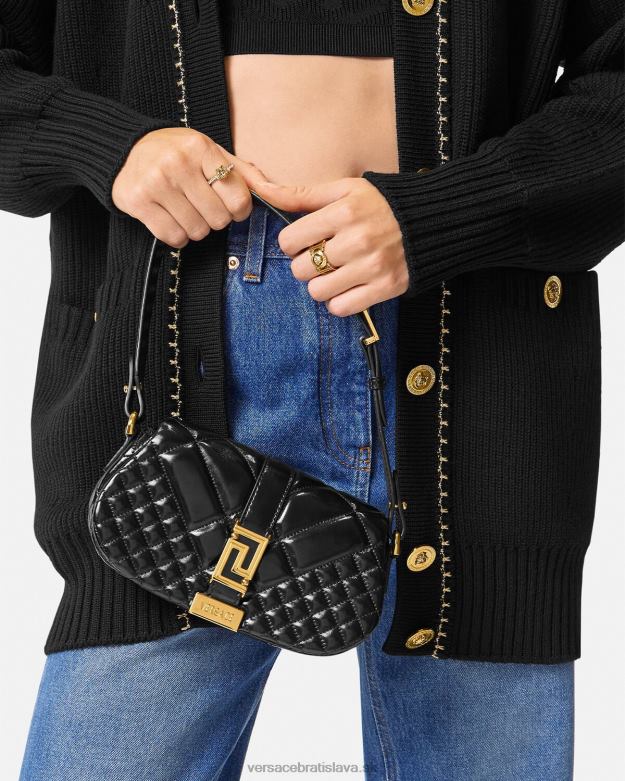 tašky X8X8P244 Versace mini taška cez rameno greca goddess čierna ženy