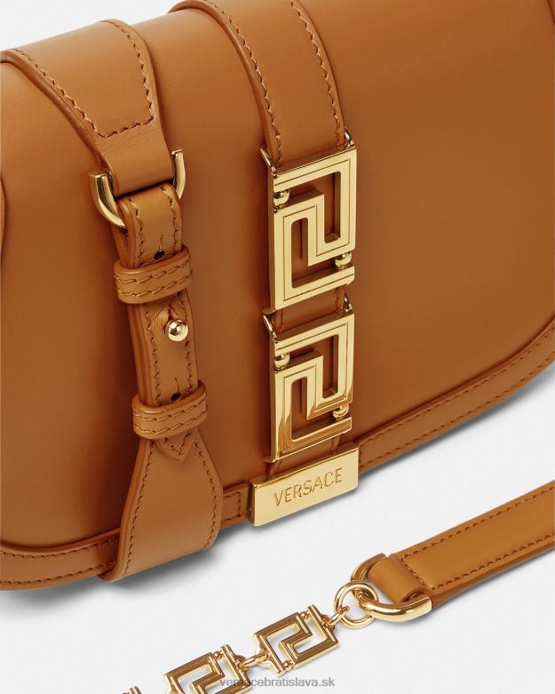 tašky X8X8P249 Versace taška cez rameno greca goddess karamel ženy