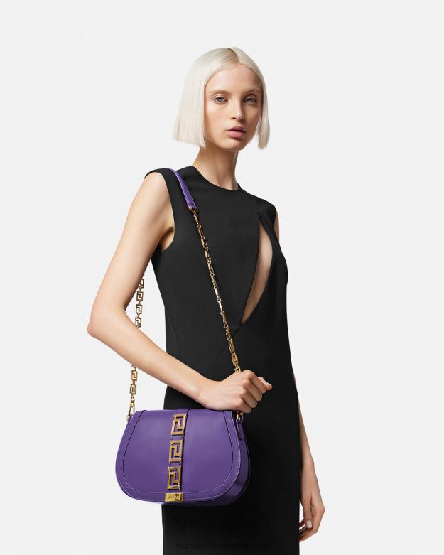 tašky X8X8P271 Versace greca goddess veľká taška cez rameno fialový ženy