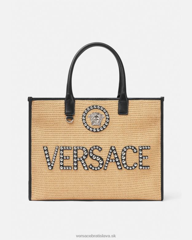 tašky X8X8P301 Versace Veľká taška s cvočkami la medusa béžová ženy