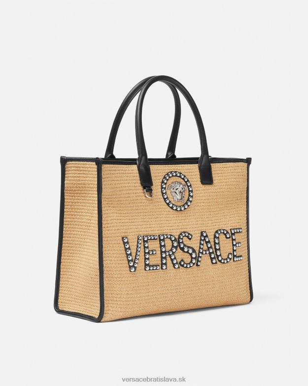 tašky X8X8P301 Versace Veľká taška s cvočkami la medusa béžová ženy