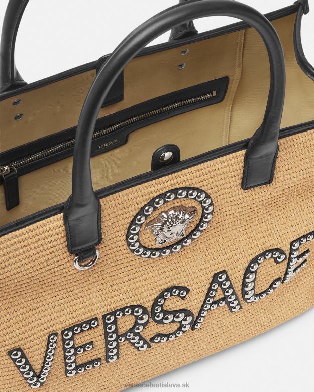 tašky X8X8P301 Versace Veľká taška s cvočkami la medusa béžová ženy