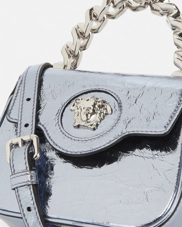 tašky X8X8P302 Versace kovová mini taška la medusa svetlo modrá ženy