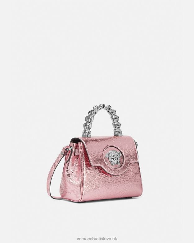 tašky X8X8P303 Versace la medusa metalická malá kabelka Ružová ženy