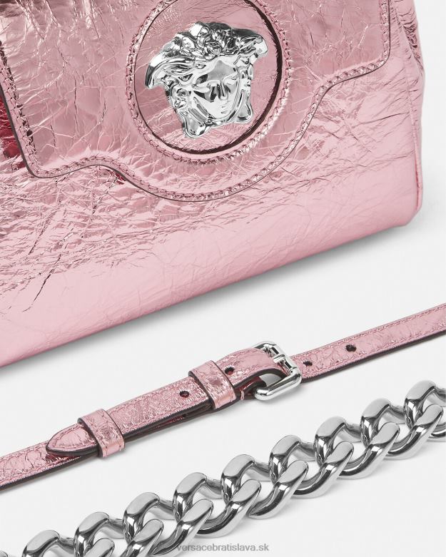 tašky X8X8P303 Versace la medusa metalická malá kabelka Ružová ženy