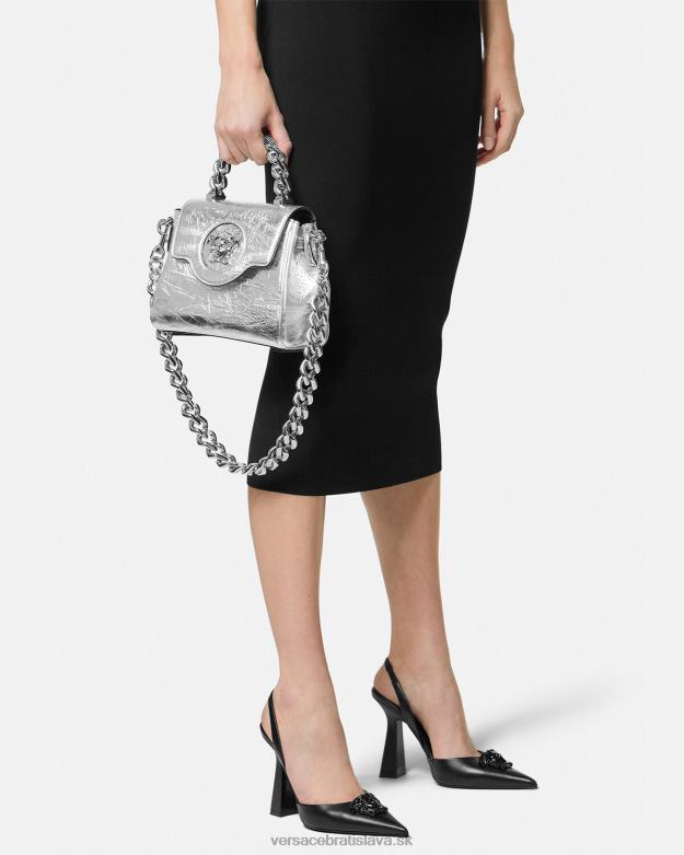 tašky X8X8P305 Versace la medusa metalická malá kabelka sivá ženy