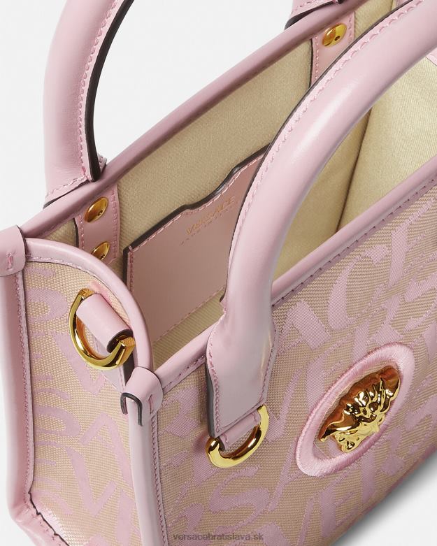 tašky X8X8P319 Versace celoplošná mini taška ružová a potlač ženy