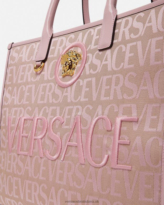 tašky X8X8P320 Versace celoplošná veľká kabelka ružová a potlač ženy
