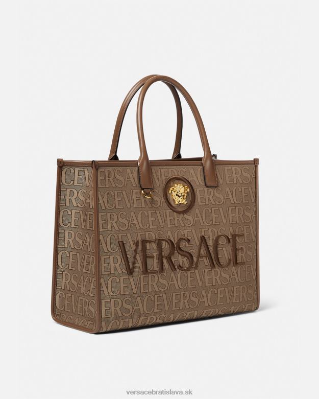 tašky X8X8P321 Versace celoplošná veľká kabelka hnedá ženy