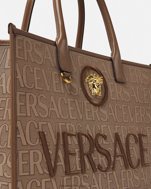 tašky X8X8P321 Versace celoplošná veľká kabelka hnedá ženy