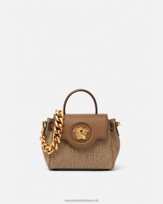 tašky X8X8P325 Versace celoplošná malá kabelka la medusa hnedá ženy