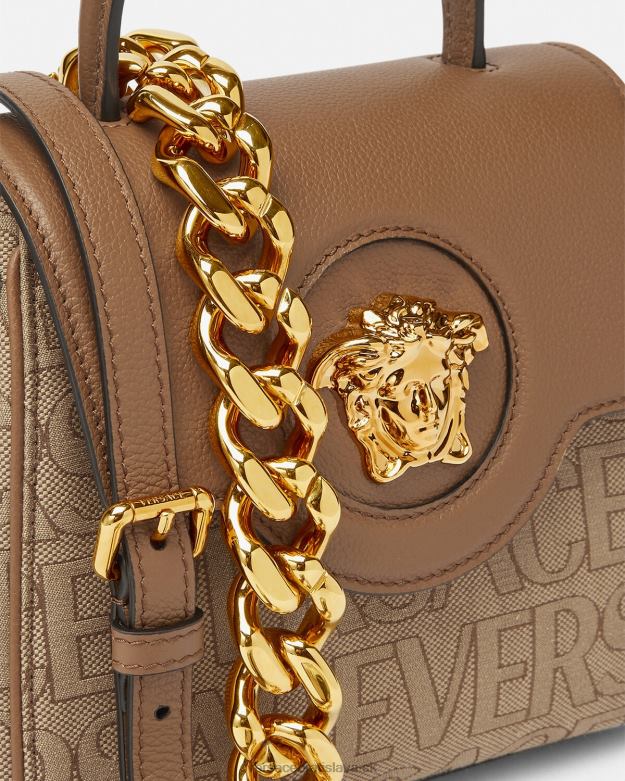 tašky X8X8P325 Versace celoplošná malá kabelka la medusa hnedá ženy