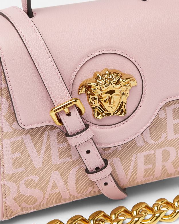 tašky X8X8P326 Versace celoplošná malá kabelka la medusa ružová a potlač ženy